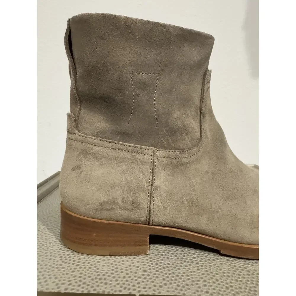 Rag & Bone Moto Boot Booties Womens Size 36.5 / 6.5 US Beige Suede Leather Italy